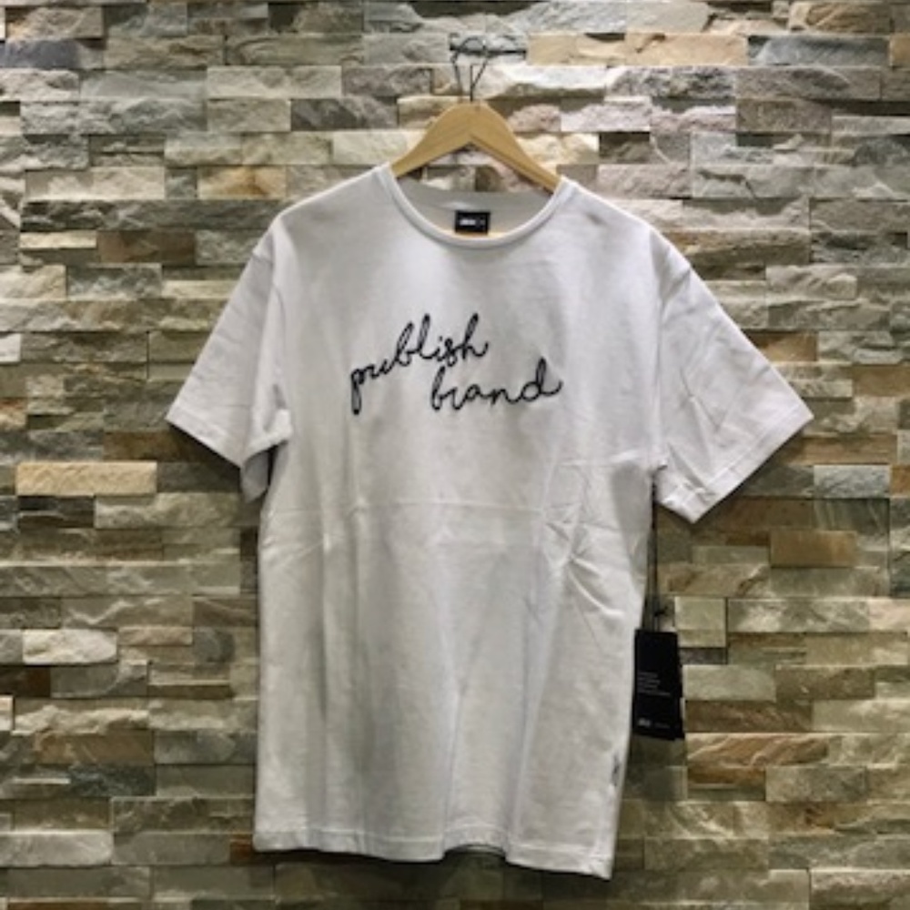 Publish Brand Script Tee White/Black M,L